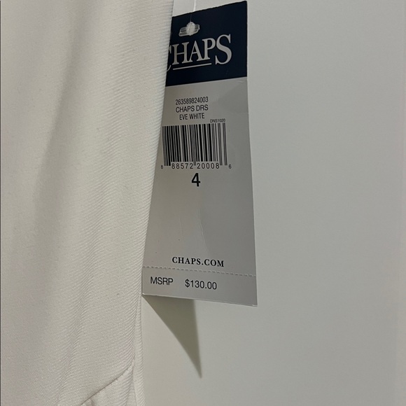 Chaps ivory white maxi dress draped detailing jeweled embellishment size 4 NWT - Picture 4 of 6